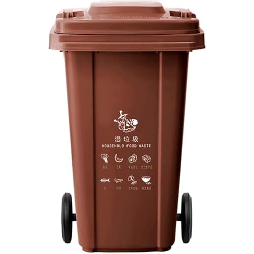 HBSSP Außenmülleimer mit Stillen Rädern Deckel Robuster Kommerzieller Abfallbehälter für Veranda, Hinterhof, Terrasse, 6 Farben(Braun,120L) von HBSSP