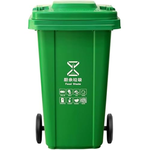 HBSSP Außenmülleimer mit Stillen Rollen Deckel Robuster kommerzieller Abfallbehälter für Veranda, Hinterhof, Terrasse, 6 Farben(Green,240L) von HBSSP