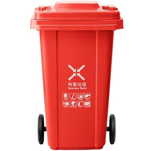 HBSSP Außenmülleimer mit Stillen Rollen Deckel Robuster kommerzieller Abfallbehälter für Veranda, Hinterhof, Terrasse, 6 Farben(Red,120L) von HBSSP