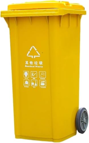HBSSP Außenmülleimer mit Stillen Rollen Deckel Robuster kommerzieller Abfallbehälter für Veranda, Hinterhof, Terrasse, 6 Farben(Yellow,100L) von HBSSP