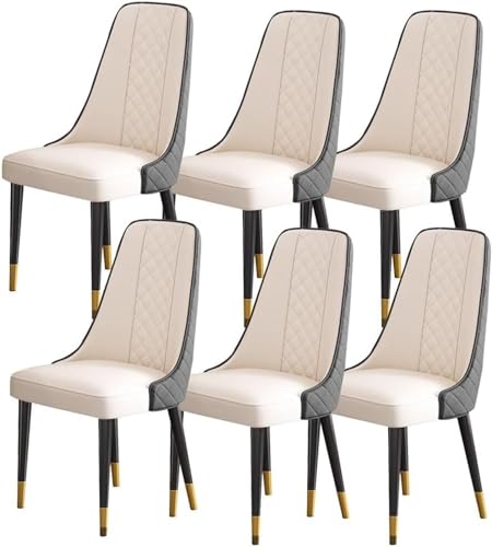 HBSSP Beistellstühle Wohnzimmer 6er-Set Küchen Esszimmerstuhl Moderner Weich Gepolsterter Sitz Nappaleder mit Hoher Rückenlehne, Stabile Metallbeine for Büro, Lounge, Esszimmer, Küche(Black+beige Whit HBSSP Beistellstühle Wohnzimmer 6er-Set Küchen Esszimmerstuhl Moderner Weich Gepolsterter Sitz Nappaleder mit Hoher Rückenlehne, Stabile Metallbeine for Büro, Lounge, Esszimmer, Küche(Black+beige Whit von HBSSP