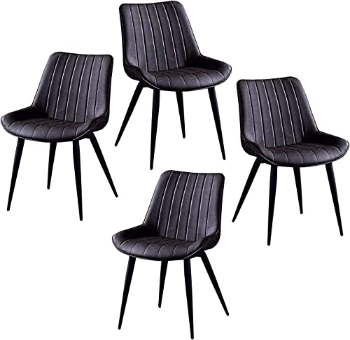HBSSP Bürostühle 4er Set Wohnzimmer Schlafzimmer Balkonstuhl Kunstleder Schmiedeeisen Hocker Beine Esszimmerstuhl(Brown) von HBSSP