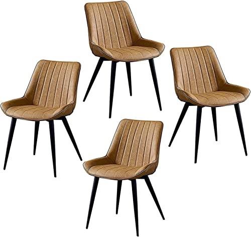 HBSSP Bürostühle 4er Set Wohnzimmer Schlafzimmer Balkonstuhl Kunstleder Schmiedeeisen Hocker Beine Esszimmerstuhl(Yellow) von HBSSP