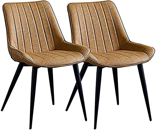 HBSSP Bürostühle aus Kunstleder, 2er-Set, Esszimmerstuhl mit Metallbeinen, für Wohnzimmer, Schlafzimmer, Balkon (gelb) von HBSSP