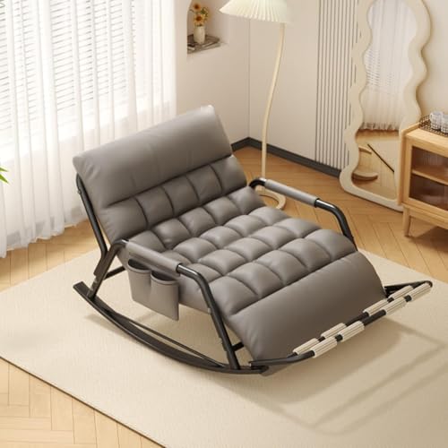 HBSSP Doppelter Schaukelstuhl Wohnzimmer,Gemütlicher Loungesessel Außenbereich mit Armlehnen Seitentaschen, for Terrasse Auf Dem Balkon Oder Veranda(Grey,Black Tube) von HBSSP