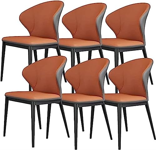 HBSSP Esszimmer Küchenzimmerstühle 6er-Set Mikrofaser Leder Komfort Akzentstühle Schlafzimmer Ehezimmer Balkon Sofa Stuhl(Dark Orange+Dark Grey) von HBSSP