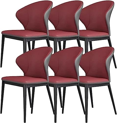 HBSSP Esszimmer Küchenzimmerstühle 6er-Set Mikrofaser Leder Komfort Akzentstühle Schlafzimmer Ehezimmer Balkon Sofa Stuhl(Dark Red+Dark Grey) von HBSSP