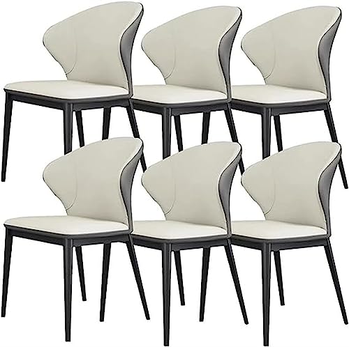 HBSSP Esszimmer Küchenzimmerstühle 6er-Set Mikrofaser Leder Komfort Akzentstühle Schlafzimmer Ehezimmer Balkon Sofa Stuhl(Off White+Dark Grey) von HBSSP