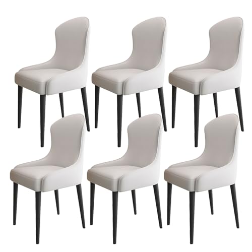 HBSSP Esszimmer Küchenzimmerstühle 6er-Set Wohnzimmer Sessel mit Weichem Kunstleder-Kissensitz Und Metallbeinen for Wohnzimmer, Büro, Küche, Faulenzen(Light Gray) von HBSSP