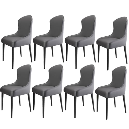 HBSSP Esszimmer Küchenzimmerstühle 8er-Set Wohnzimmer Sessel mit Weichem Kunstleder-Kissensitz Und Metallbeinen for Wohnzimmer, Büro, Küche, Faulenzen(Dark Gray) von HBSSP