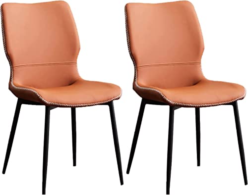 HBSSP Esszimmerstühle 2er-Set Esszimmerstühle Küche Mit Metallbeinen Beistellstuhl Aus Kunstleder(Brown) von HBSSP