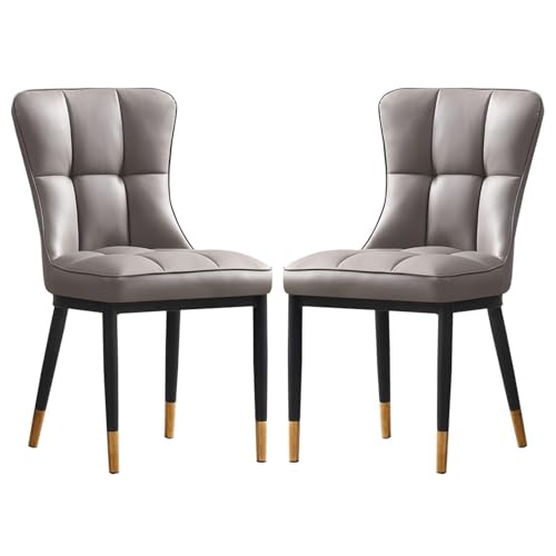 HBSSP Esszimmerstühle 2er-Set Esszimmerstuhl mit Kunstlederbezug mit Hoher Rückenlehne Und Metallbeinen for Wohnzimmer Schlafzimmer Küche Büro, Hotels(Grey) von HBSSP