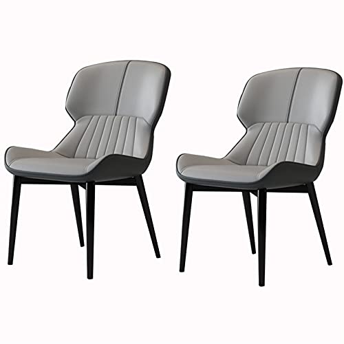HBSSP Esszimmerstühle 2er Set Küche Wohnzimmer Lounge Chair mit Weichem Lederkissensitz Und Carbonstahlbeinen(Light Gray+Gray) von HBSSP
