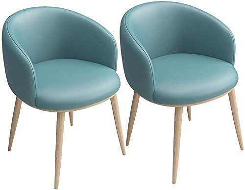 HBSSP Esszimmerstühle 2er-Set Küche Wohnzimmer Theke Ecke Freizeitstühle mit Metallbeinen PU Ledersitz Und Rückenlehnen(Blue) von HBSSP