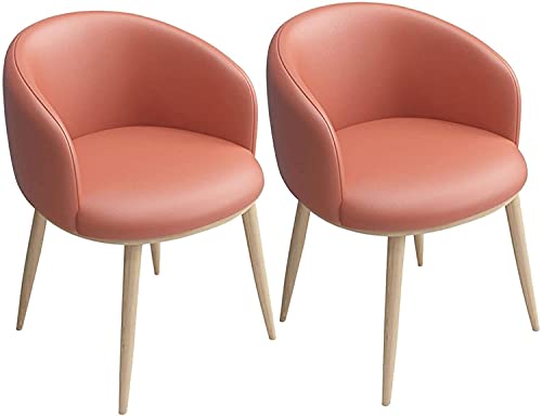 HBSSP Esszimmerstühle 2er-Set Küche Wohnzimmer Theke Ecke Freizeitstühle mit Metallbeinen PU Ledersitz Und Rückenlehnen(Orange) von HBSSP