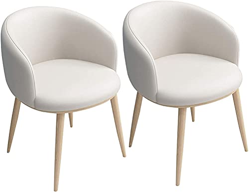 HBSSP Esszimmerstühle 2er-Set Küche Wohnzimmer Theke Ecke Freizeitstühle mit Metallbeinen PU Ledersitz Und Rückenlehnen(White) von HBSSP