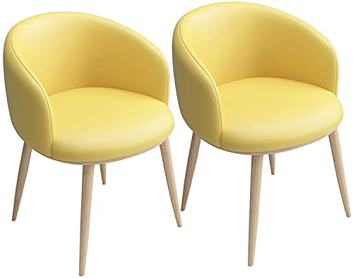 HBSSP Esszimmerstühle 2er-Set Küche Wohnzimmer Theke Ecke Freizeitstühle mit Metallbeinen PU Ledersitz Und Rückenlehnen(Yellow) von HBSSP