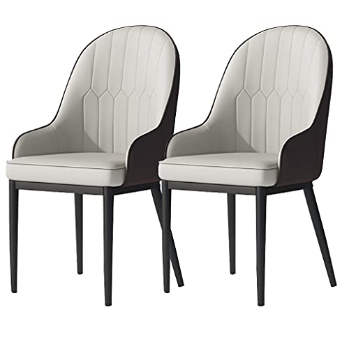 HBSSP Esszimmerstühle 2er-Set Küchenstühle Mit Mattem PU-Leder-Rückenlehne Moderne Mid-Century-Wohnzimmerstühle Mit Metallbeinen(Gray Brown,Black feet) von HBSSP