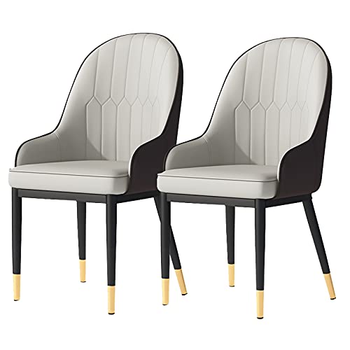 HBSSP Esszimmerstühle 2er-Set Küchenstühle Mit Mattem PU-Leder-Rückenlehne Moderne Mid-Century-Wohnzimmerstühle Mit Metallbeinen(Gray Brown,Golden feet) von HBSSP