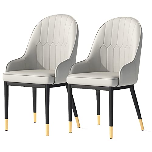 HBSSP Esszimmerstühle 2er-Set Küchenstühle Mit Mattem PU-Leder-Rückenlehne Moderne Mid-Century-Wohnzimmerstühle Mit Metallbeinen(Grey,Golden feet) von HBSSP
