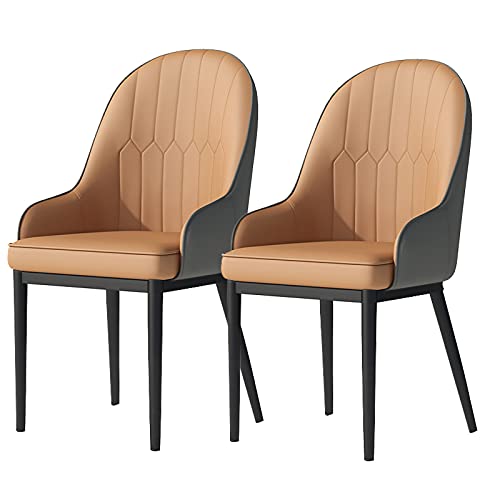 HBSSP Esszimmerstühle 2er-Set Küchenstühle Mit Mattem PU-Leder-Rückenlehne Moderne Mid-Century-Wohnzimmerstühle Mit Metallbeinen(Khaki Gray,Black feet) von HBSSP