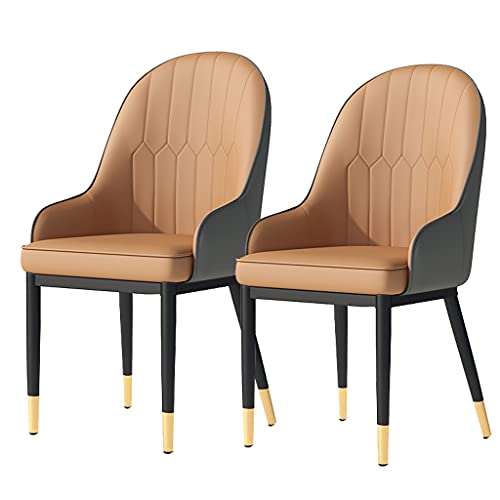 HBSSP Esszimmerstühle 2er-Set Küchenstühle Mit Mattem PU-Leder-Rückenlehne Moderne Mid-Century-Wohnzimmerstühle Mit Metallbeinen(Khaki Gray,Golden feet) von HBSSP