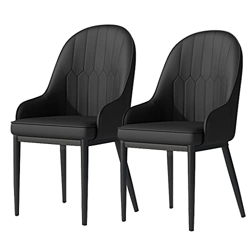 HBSSP Esszimmerstühle 2er-Set Küchenstühle Mit Mattem PU-Leder-Rückenlehne Moderne Mid-Century-Wohnzimmerstühle Mit Metallbeinen(Negro,Black feet) von HBSSP