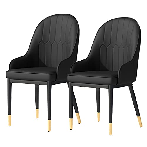 HBSSP Esszimmerstühle 2er-Set Küchenstühle Mit Mattem PU-Leder-Rückenlehne Moderne Mid-Century-Wohnzimmerstühle Mit Metallbeinen(Negro,Golden feet) von HBSSP