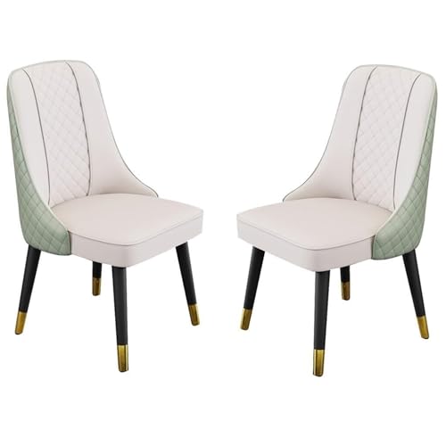 HBSSP Esszimmerstühle 2er-Set Künstliche Mikrofaser-Leder Küche Wohnzimmer Lounge Thekenstühle Holzbeine Rückenlehne Stuhl for Büro, Lounge, Esszimmer, Küche(White+Green) von HBSSP