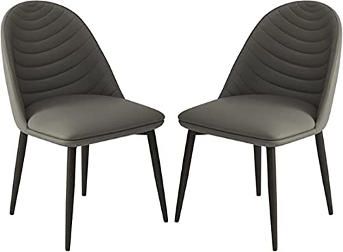 HBSSP Esszimmerstühle 2er-Set Kunstleder Gepolsterter Sitz Küchenthekenstuhl mit Stabilen Metallbeinen for Die Freizeit Der Küche Zu Hause(Grey) von HBSSP