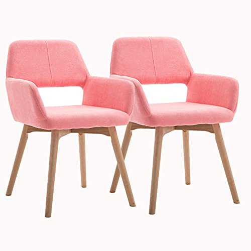 HBSSP Esszimmerstühle 2er Set Moderner Samt-Küchenstuhl Gepolsterte Akzent-Freizeitstühle Mit Massivholzbeinen Design Der Hohlen Rückenlehne(Pink) von HBSSP