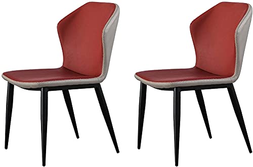 HBSSP Esszimmerstühle 2er Set Pu-Leder Rückenlehne Küchenstuhl Stahlbeine rutschfeste Füße Lounge Beistellstuhl Retro Home Küche Wohnzimmermöbel(Red Gray) von HBSSP