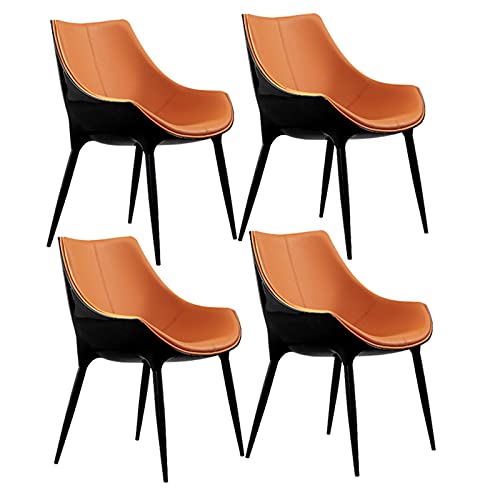 HBSSP Esszimmerstühle 4er-Set,Moderne Küchen-Wohnzimmer-Stühle,Leder Mit Hoher Rückenlehne, Gepolsterte Weiche Sitzakzent-Stühle，Konische Stahlfüße Einfach Zu Montieren(A) von HBSSP