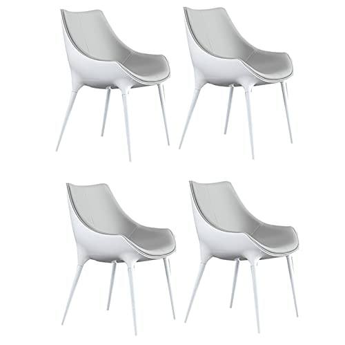 HBSSP Esszimmerstühle 4er-Set,Moderne Küchen-Wohnzimmer-Stühle,Leder Mit Hoher Rückenlehne, Gepolsterte Weiche Sitzakzent-Stühle，Konische Stahlfüße Einfach Zu Montieren(D) von HBSSP