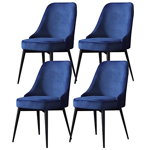 HBSSP Esszimmerstühle 4er-Set Küchen-Wohnzimmer-Stühle mit Metallbeinen Samtsitz Und Rückenlehnen für Büro-Lounge-Esszimmer-Küche-Schlafzimmer(Blue,Black feet) von HBSSP