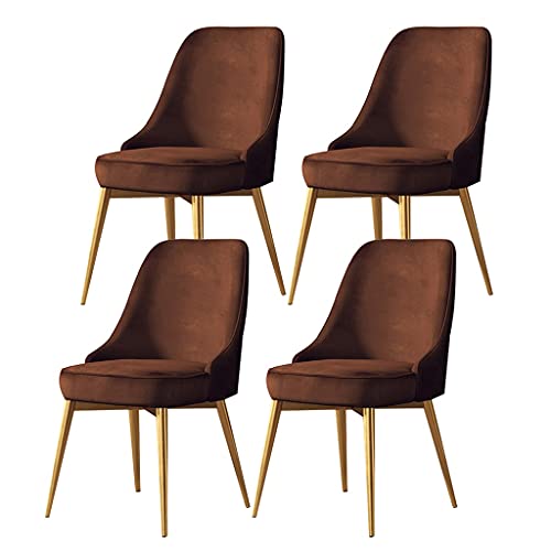 HBSSP Esszimmerstühle 4er-Set Küchen-Wohnzimmer-Stühle mit Metallbeinen Samtsitz Und Rückenlehnen für Büro-Lounge-Esszimmer-Küche-Schlafzimmer(Brown,Golden feet) von HBSSP