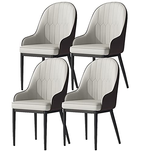 HBSSP Esszimmerstühle 4er-Set Küchenstühle Mit Mattem PU-Leder-Rückenlehne Moderne Mid-Century-Wohnzimmerstühle Mit Metallbeinen(Gray Brown,Black feet) von HBSSP