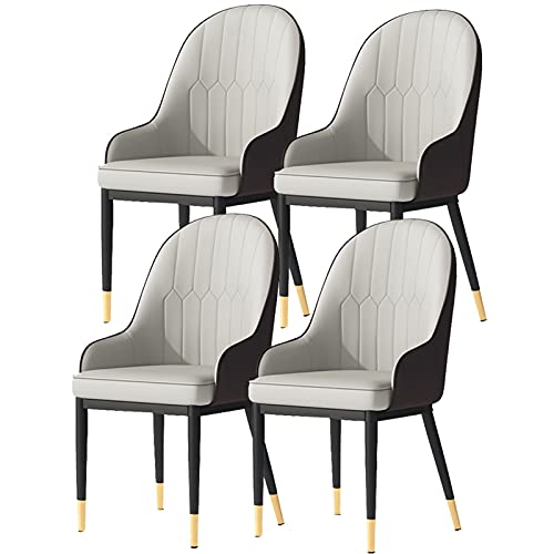 HBSSP Esszimmerstühle 4er-Set Küchenstühle Mit Mattem PU-Leder-Rückenlehne Moderne Mid-Century-Wohnzimmerstühle Mit Metallbeinen(Gray Brown,Golden feet) von HBSSP