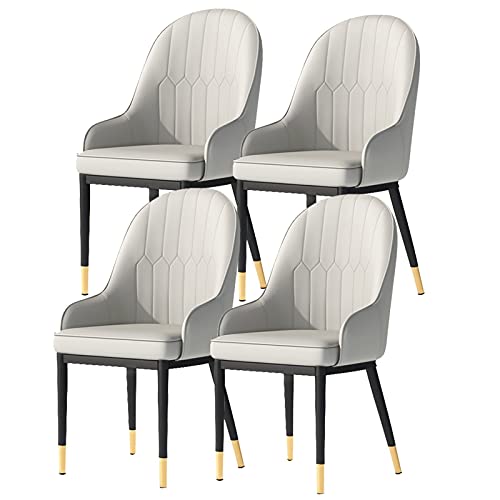 HBSSP Esszimmerstühle 4er-Set Küchenstühle Mit Mattem PU-Leder-Rückenlehne Moderne Mid-Century-Wohnzimmerstühle Mit Metallbeinen(Grey,Golden feet) von HBSSP