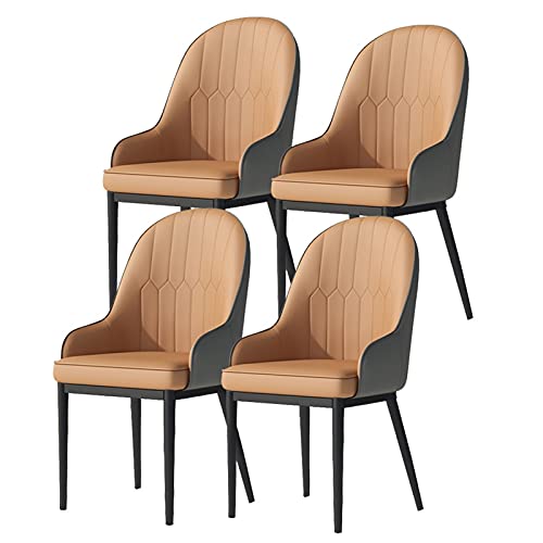 HBSSP Esszimmerstühle 4er-Set Küchenstühle Mit Mattem PU-Leder-Rückenlehne Moderne Mid-Century-Wohnzimmerstühle Mit Metallbeinen(Khaki Gray,Black feet) von HBSSP