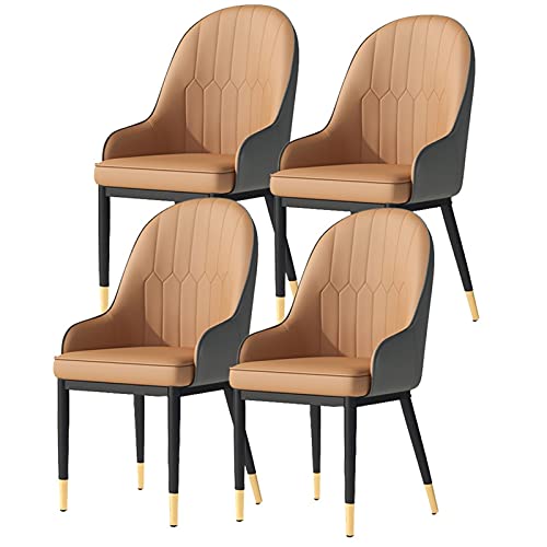 HBSSP Esszimmerstühle 4er-Set Küchenstühle Mit Mattem PU-Leder-Rückenlehne Moderne Mid-Century-Wohnzimmerstühle Mit Metallbeinen(Khaki Gray,Golden feet) von HBSSP