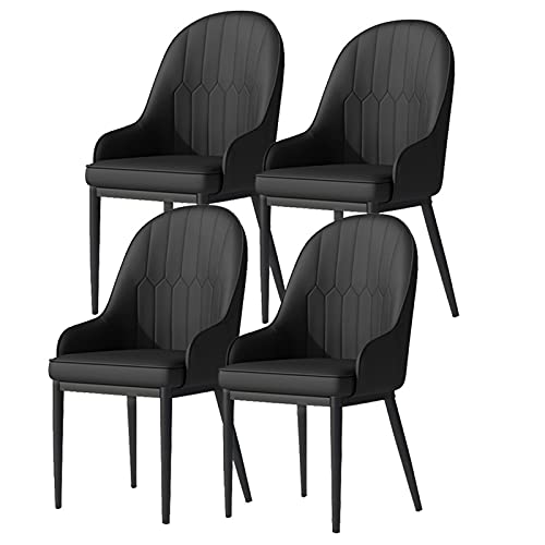 HBSSP Esszimmerstühle 4er-Set Küchenstühle Mit Mattem PU-Leder-Rückenlehne Moderne Mid-Century-Wohnzimmerstühle Mit Metallbeinen(Negro,Black feet) von HBSSP