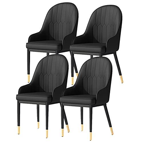 HBSSP Esszimmerstühle 4er-Set Küchenstühle Mit Mattem PU-Leder-Rückenlehne Moderne Mid-Century-Wohnzimmerstühle Mit Metallbeinen(Negro,Golden feet) von HBSSP