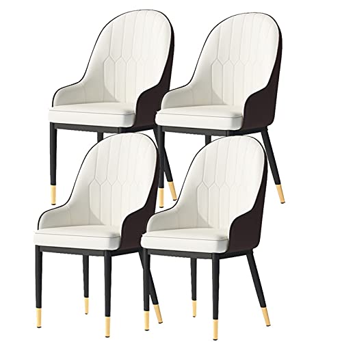 HBSSP Esszimmerstühle 4er-Set Küchenstühle Mit Mattem PU-Leder-Rückenlehne Moderne Mid-Century-Wohnzimmerstühle Mit Metallbeinen(White Brown,Golden feet) von HBSSP