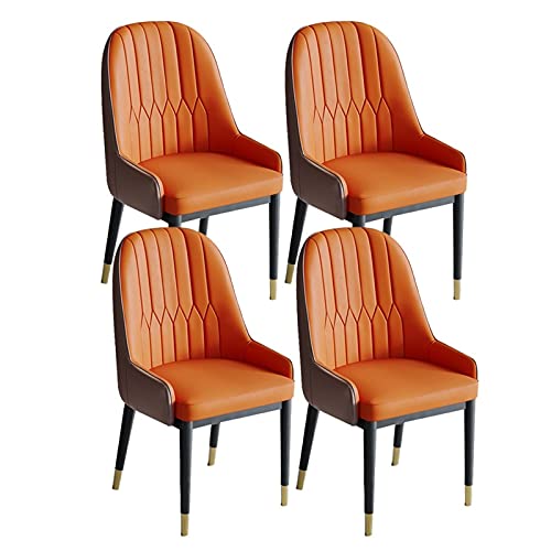 HBSSP Esszimmerstühle 4er-Set Metallbeine Küche Wohnzimmer Stühle Moderne PU-Leder Weicher Sitz Mit Hoher Rückenlehne Lounge Counter Akzent Stühle(Orange+Coffee) von HBSSP
