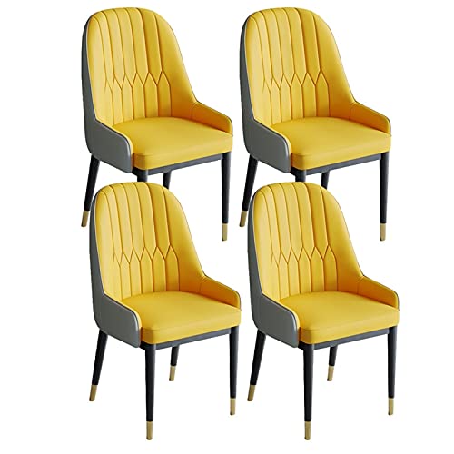 HBSSP Esszimmerstühle 4er-Set Metallbeine Küche Wohnzimmer Stühle Moderne PU-Leder Weicher Sitz Mit Hoher Rückenlehne Lounge Counter Akzent Stühle(Yellow+Gray) von HBSSP