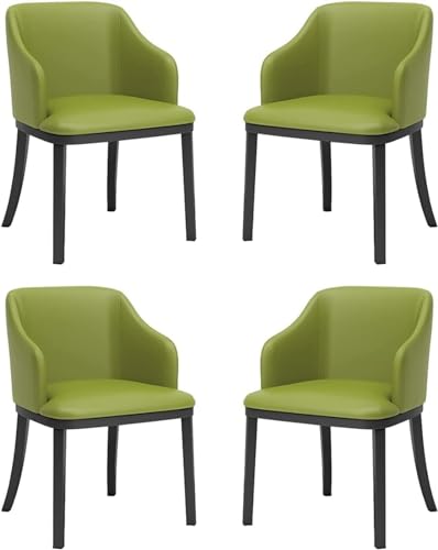 HBSSP Esszimmerstühle 4er-Set Moderner Wohnzimmersessel PU-Leder mit Weichem Sitz Und Hoher Rückenlehne Loungesessel Mit Schwarzen Metallbeinen for Büro Lounge Esszimmer Küche Schlafzimmer(Green) von HBSSP