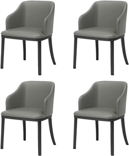 HBSSP Esszimmerstühle 4er-Set Moderner Wohnzimmersessel PU-Leder mit Weichem Sitz Und Hoher Rückenlehne Loungesessel Mit Schwarzen Metallbeinen for Büro Lounge Esszimmer Küche Schlafzimmer(Grey) von HBSSP