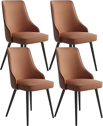 HBSSP Esszimmerstühle 4er-Set Wohnzimmer-Beistellstühle Wasserdichter Küchenstuhl Aus PU-Leder mit Metallbeinen(Dark Coffee,Black feet) von HBSSP