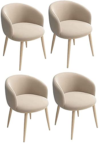 HBSSP Esszimmerstühle 4er-Set Wohnzimmer-Loungesessel Sitz Und Rückenlehne Aus Samt Metallbeine mit Holzeffekt(Beige) von HBSSP